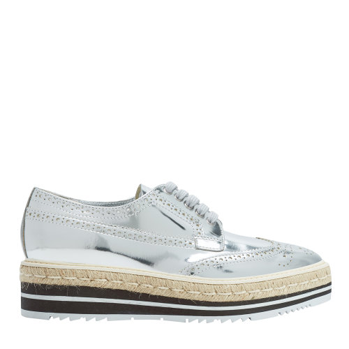 PRADA/普拉達(dá) 女士布洛克復(fù)古雕花飾草編厚底松糕鞋 1E722E_055_F0118_F_BB30