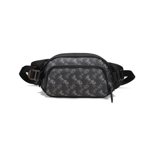 COACH/蔻馳 男士專柜款HITCH系列涂層帆布/配皮胸包斜挎包腰包 C0143