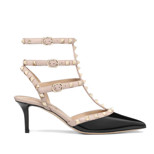 Valentino/華倫天奴  女士經(jīng)典款三圈鉚釘6.5CM漆皮高跟鞋 二色可選