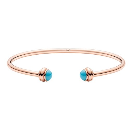 PIAGET/伯爵 經(jīng)典款POSSESSION時(shí)來(lái)運(yùn)轉(zhuǎn)系列 18K金玫瑰金綠松石開(kāi)口手鐲 G36PC800