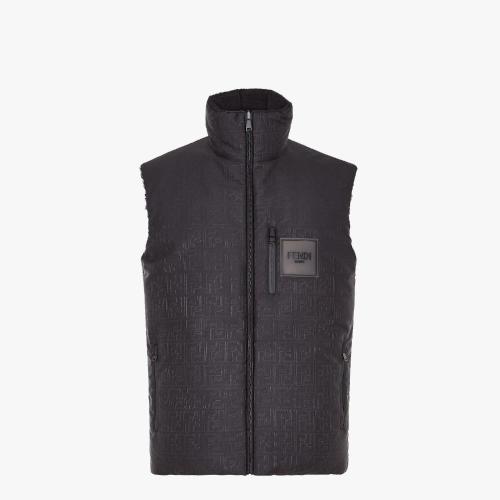  FENDI芬迪 22年秋冬 男士 馬甲 黑色布料正反兩穿背心 FAA870AM0IF0GME