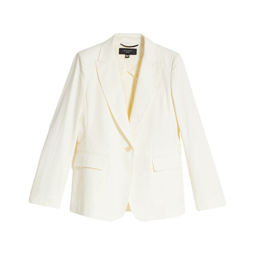 MaxMara/麥絲瑪拉 22年早春新款 GELOSIA系列 女士白色棉麻混紡斜紋面料西裝外套夾克5041032106001