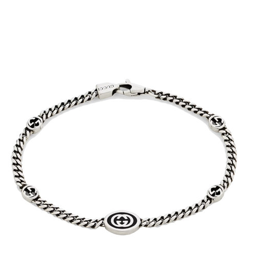 GUCCI/古馳  925純銀琺瑯互扣式雙G細(xì)節(jié)窄版手鏈678657J84108191