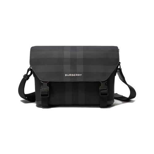 BURBERRY/博柏利 【22秋冬新款】 男款人造革/織物單肩斜挎包信使包郵差包小號 80528991
