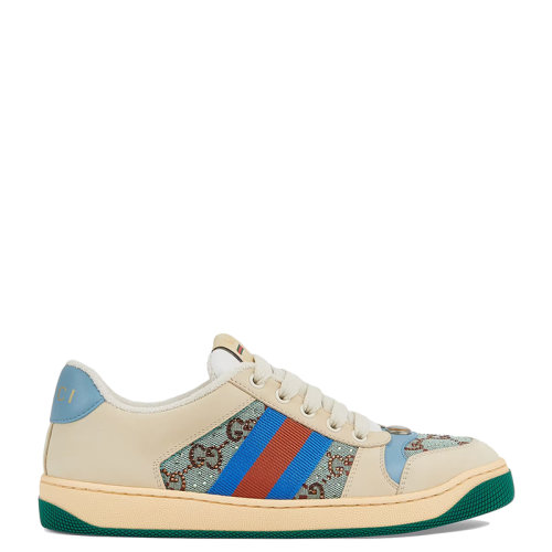 GUCCI/古馳      Screener系列 女士棕色和藍(lán)色飾水晶GG帆布運動鞋6774239SFR04983