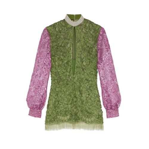  GUCCI古馳 22年秋冬 女士 飾水晶花卉蕾絲細(xì)節(jié)襯衫 669893 ZAH23 3531