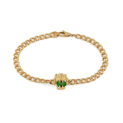  GUCCI古馳 22年秋冬 女士 飾鉻透輝石獅頭18k金手鐲 627696 J4586 8067