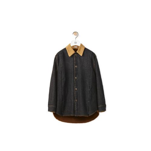  LOEWE羅意威 22年秋冬 男士 長(zhǎng)袖襯衫 Shearling lined denim shirt in cotton H526Y05X12-110