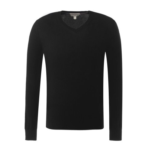 BURBERRY/博柏利  深藍(lán)色羊絨棉混紡V領(lǐng)男士長袖針織衫 男士針織衫/毛衣瑕疵特賣（陳列痕跡，不影響使用）