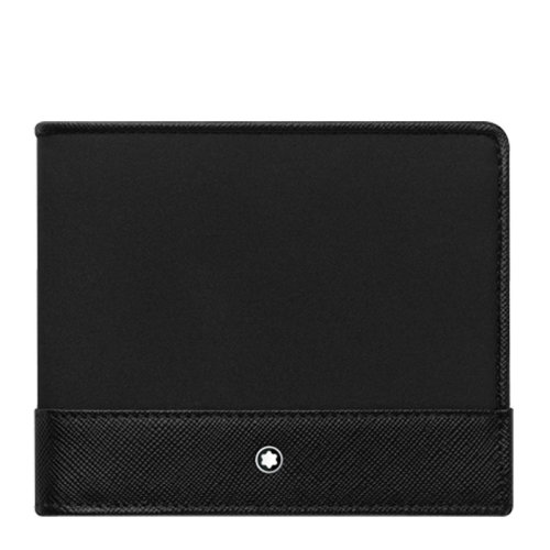 MontBlanc/萬寶龍 男士黑色小logo短款對折兩折錢包錢夾卡包卡夾 118393