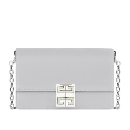 Givenchy/紀(jì)梵希 22春夏新款4G系列 女士小號(hào)云灰色牛皮革銀扣鏈?zhǔn)絾渭绨?BB50HEB15S-057