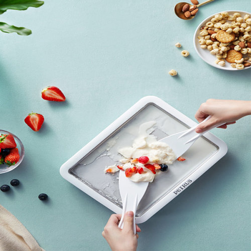 PETRUS/柏翠 PET035  炒冰板 家用DIY自制水果炒冰淇淋冰沙冰粥炒冰盤速凍免插電  【+2個鏟子】