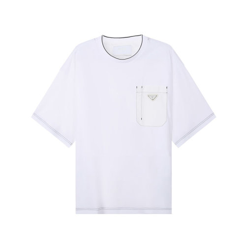 PRADA/普拉達【22春夏新款】男士棉質(zhì)圓領(lǐng)短袖T恤 UJN790 10D3 S 221