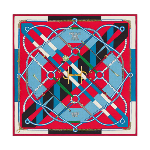 HERMES/愛馬仕 140清除路線 女士紅色/藍(lán)色/黑色羊絨真絲披肩H242992S09