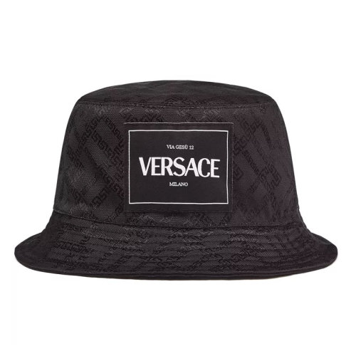 VERSACE/范思哲  男帽女帽黑色棉綸時尚百搭漁夫帽帽子  ICAP013-A228378-1B000
