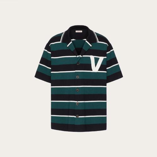  VALENTINO華倫天奴 22年秋冬 男士 短袖襯衫 CHEMISE DE BOWLING EN MAILLE DE COTON A_VEC é