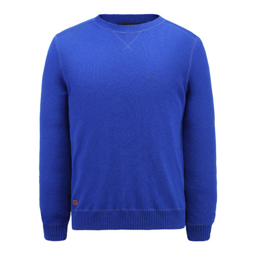 Vittorio Di Giacomo/迪伽默男士休閑寶藍(lán)色圓領(lǐng)套頭羊毛羊絨毛衣—男針織衫