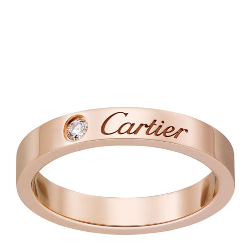 CARTIER/卡地亞 C DE CARTIER系列男女同款中性玫瑰金色18K金鑲嵌一顆圓形明亮式切割鉆石指環(huán)戒指婚戒 B4086400【預(yù)售4-5周發(fā)貨】