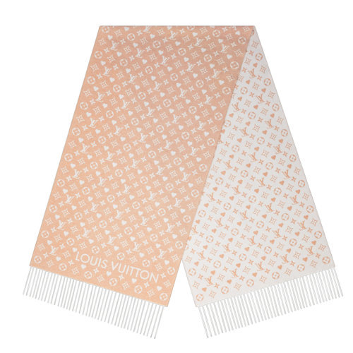 Louis Vuitton/路易威登新款 GAME ON系列 女士沙丘米色羊絨字母印花圍巾M76900