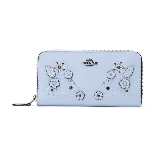 COACH/蔻馳  女包 花卉圖案 女士皮質(zhì)時尚拉鏈開合長款錢包  12039_DKBLK