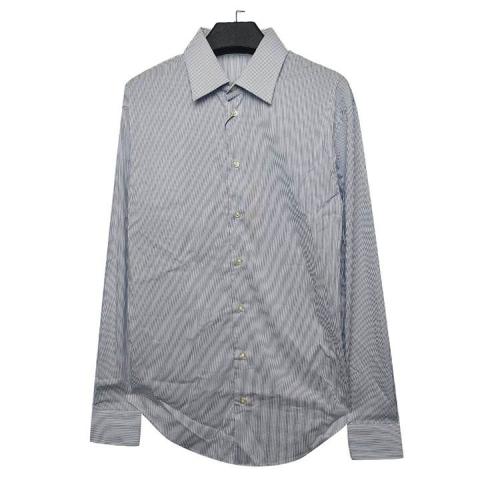 Emporio Armani/安普里奧阿瑪尼藍(lán)色條紋男士長袖襯衫 L1C31TL1E1C019 （瑕疵折扣）