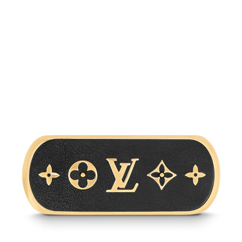 Louis Vuitton/路易威登 22春夏新款CRUISER系列 黑色牛皮革金色金屬徽標(biāo)花卉圖案發(fā)夾M00564