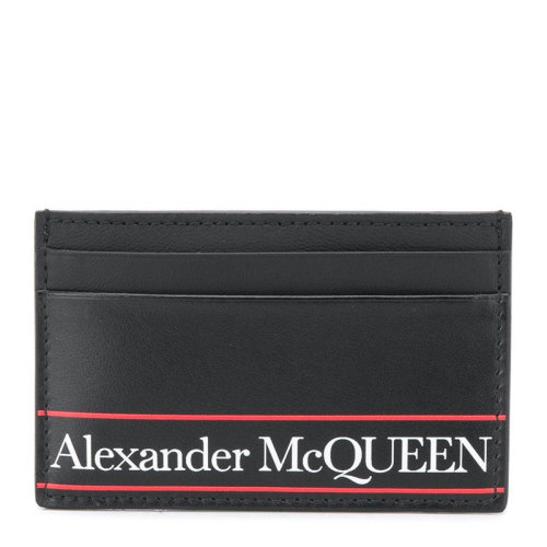 Alexander McQueen/亞歷山大麥昆 男士黑色皮革字母徽標(biāo)印花短款錢夾錢包卡包卡夾男包 602144-1SJ8B-1092