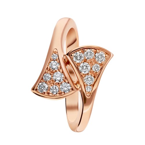 BVLGARI/寶格麗 DIVAS'DREAM系列18K金玫瑰金鑲鉆石 小扇子戒指/指環(huán)  356495