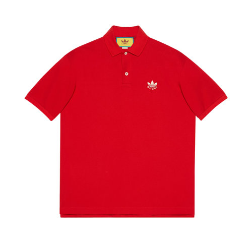 GUCCI/古馳 22年秋冬新款 adidas聯(lián)名系列 男士紅色純棉短袖Polo衫700497XJEL06290