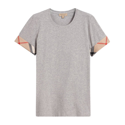 BURBERRY/博柏利 女裝 服飾 彈力棉格紋袖口半袖 女士短袖T恤 3877317