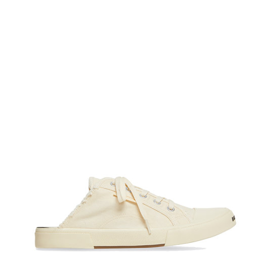 Balenciaga/巴黎世家 22年春夏新款 男士白色磨損棉質(zhì)材料露跟穆勒鞋帆布鞋693953W3RC69090