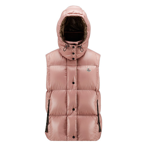 Moncler/蒙克萊 22年秋冬新款 Luzule系列 女士淺粉色漆面尼龍羽絨服馬甲H20931A000646895053A