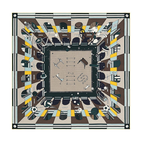 HERMES/愛(ài)馬仕 22年早春新款 Carré H 140 Chic系列 男士拼色羊絨真絲混紡圍巾H553774T20