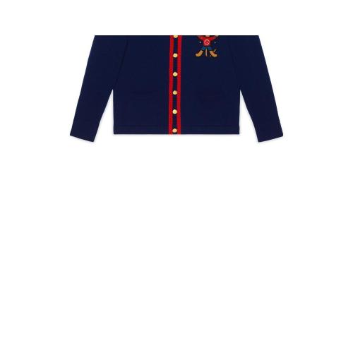  GUCCI古馳 22年秋冬 男士 Gucci小貓嵌花羊毛開衫 699068 XKCGK 4913