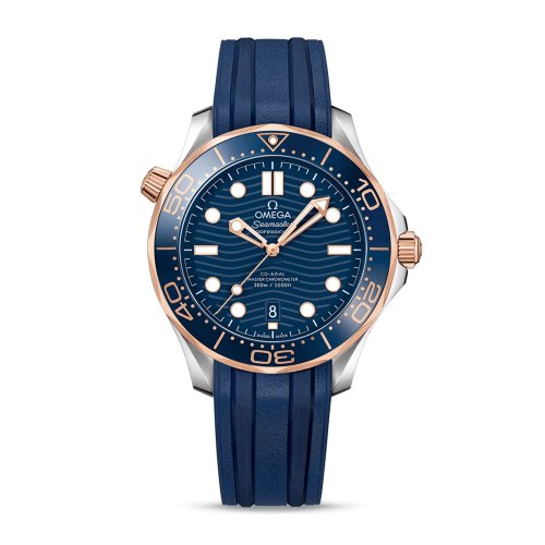 OMEGA/歐米茄 海馬系列 300米潛水表 同軸至臻天文臺 精鋼 Sedna K金 橡膠表帶 自動機(jī)械 男士腕表 210.22.42.20.03.002