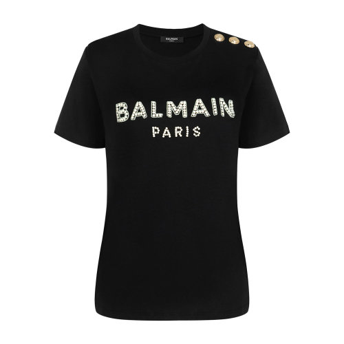 Balmain/巴爾曼 女士徽標裝飾T恤 TF11553P036  春夏