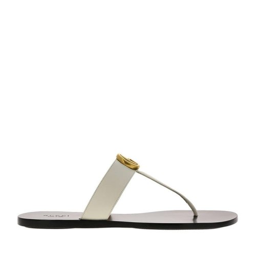 GUCCI/古馳  古琦女鞋 經(jīng)典雙G 女士黑色皮革丁字夾腳人字拖鞋 497444 A3N00 1000