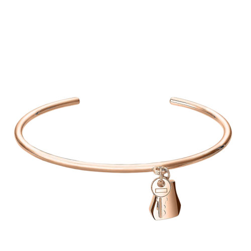 HERMES/愛馬仕 經(jīng)典Kelly Clochette系列 超小號18K金玫瑰金掛鎖鈴鐺圖案手鐲H220470B