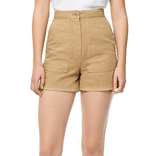 LOEWE/羅意威 女士沙色亞麻和棉質(zhì)高腰短褲S616Y04X10-2150