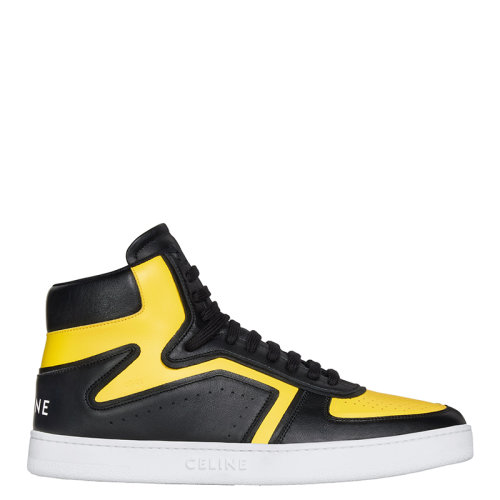 CELINE/賽琳      “Z” TRAINER CT-01系列 男士黑色/亮黃色牛皮革高幫運(yùn)動鞋342813338C.38LY