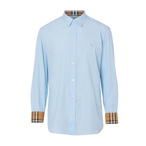 棉質(zhì)藍色男士長袖襯衫 BURBERRY/博柏利 男士襯衫 男上裝 巴寶莉