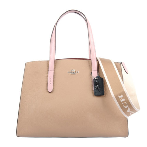 COACH/蔻馳 Charlie Carryall系列女士拼色涂層帆布配皮經(jīng)典雙C字母徽標(biāo)印花單肩包斜挎包手提包女包 4146 多色可選