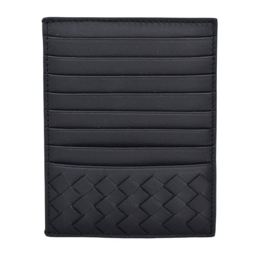 Bottega Veneta/葆蝶家   中性黑色羊皮多層編織卡片夾卡包