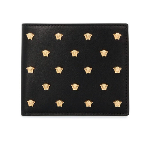 VERSACE/范思哲  男包男士黑色皮革時(shí)尚美杜莎頭像裝飾經(jīng)典短款錢夾錢包    DPU2463-DVTMED-1B00V