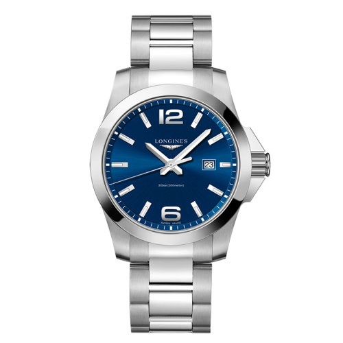 LONGINES/浪琴  康卡斯系列 石英表藍(lán)盤(pán)精鋼表殼鋼鏈男表43毫米L3.760.4.96.6