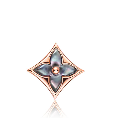 Louis Vuitton/路易威登 BLOSSOM系列 經(jīng)典款單只18k金玫瑰金灰色珍珠母貝星星花朵形狀耳釘Q96433