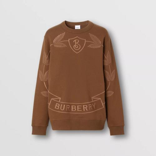  BURBERRY 22年秋冬 男士 Embroidered Oak Leaf Crest Cotton Sweatshirt 80632011