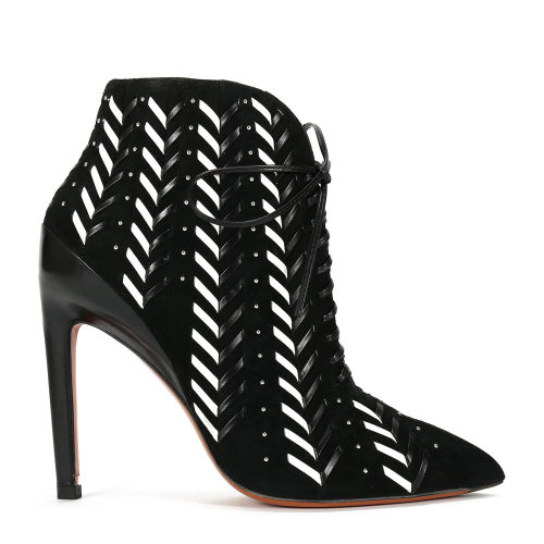 SANTONI(圣東尼) 【寺庫(kù)限量】SANTONI女士黑白拼色編織系帶高跟鞋 WTNI56041OP1TMKHN01 黑色+白色 37.5