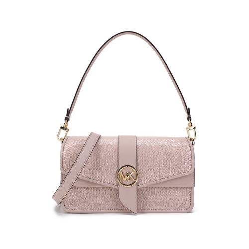 Michael Kors/邁克·科爾斯【22春夏新款】女士Greenwich系列人造革/皮革(裝飾亮片除外)手提單肩斜挎包腋下包中號(hào) 30H1GGRL2U