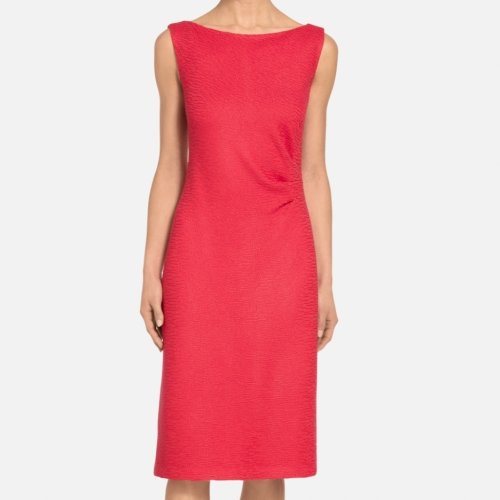 St.John/盛薔紅色奧斯曼針織無袖女士連衣裙K1100A2